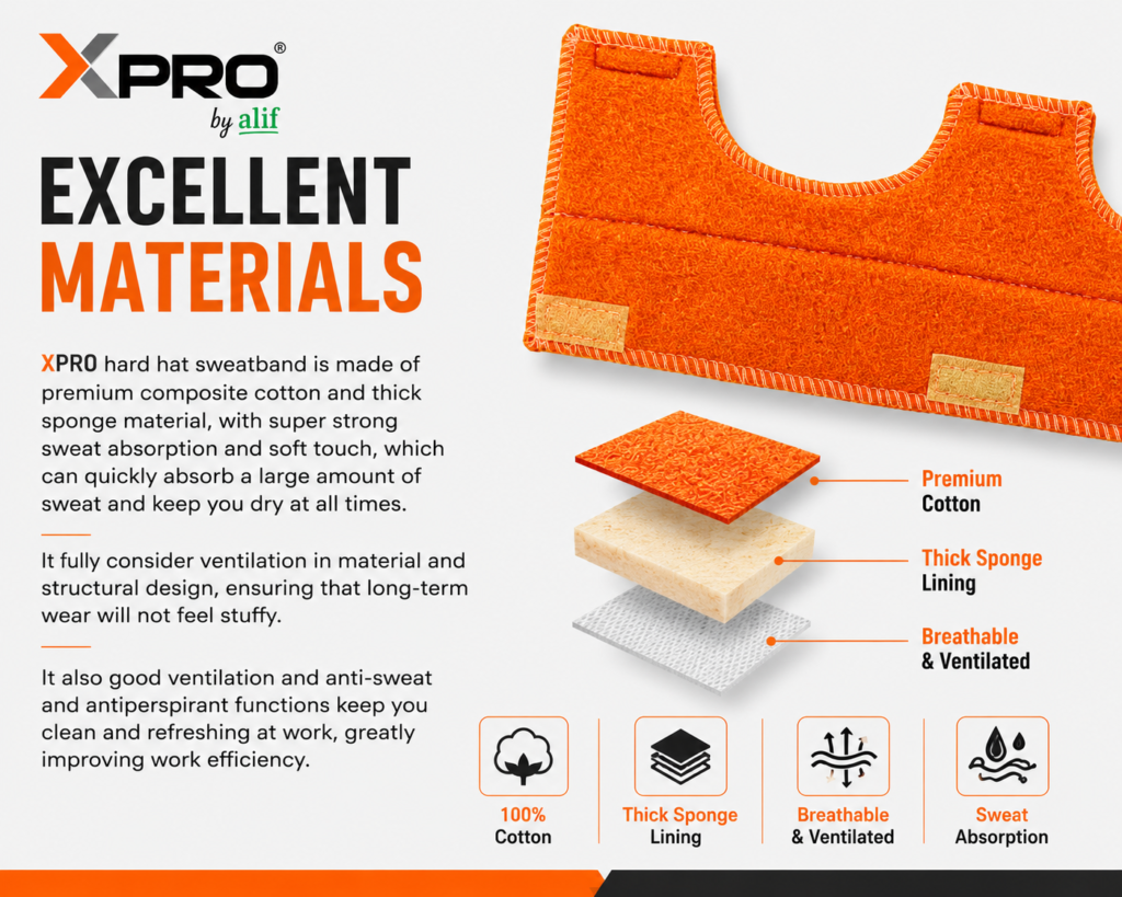 100 percent cotton sweatband for hard hat