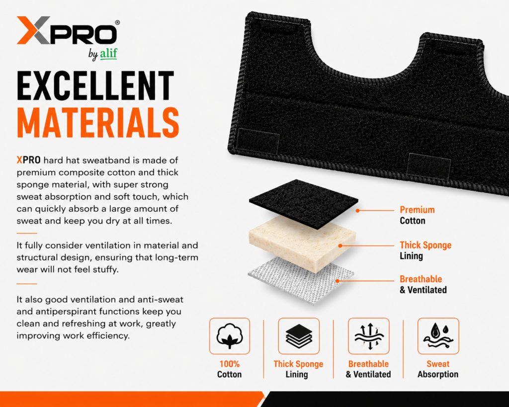 Sweatband for hard hat